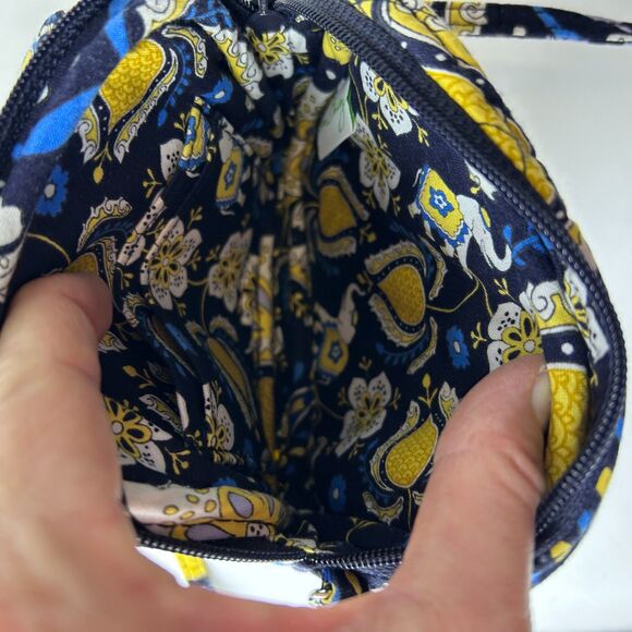 Vera Bradley Ellie Blue Yellow Blue Elephant Floral Quilted Mini Crossbody Bag - Picture 7 of 12
